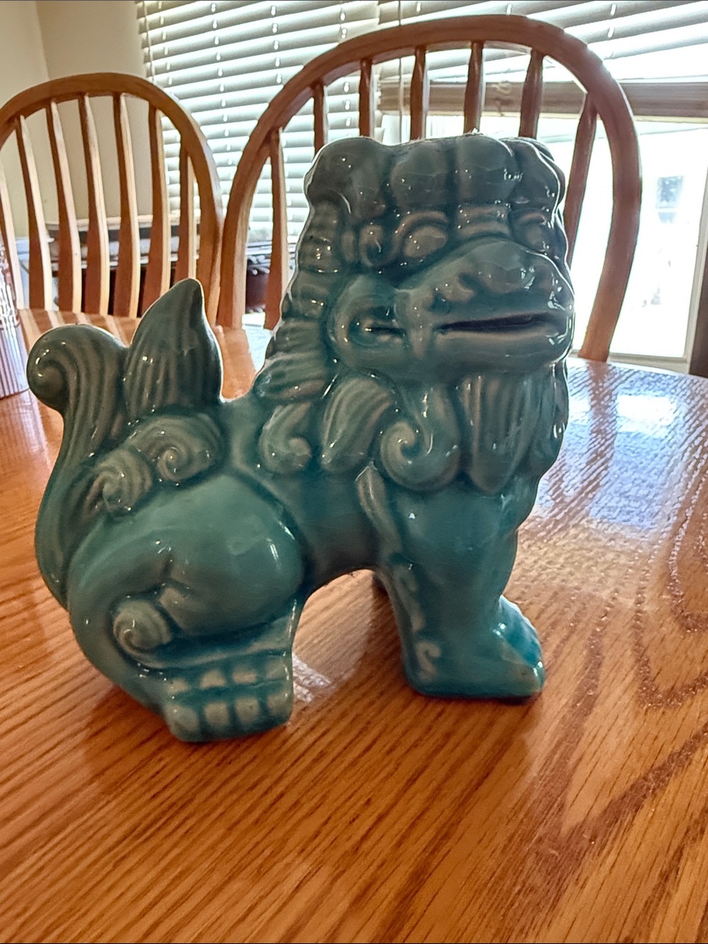 Turquoise Ceramic Foo Dog Statue